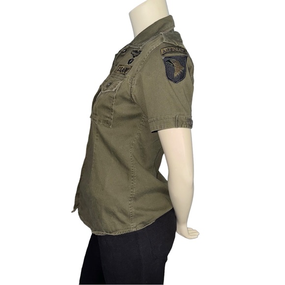 Free Base Vintage Green Olive Short Sleeve US ARMY Blouse Size L - Picture 8 of 16
